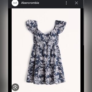 NWT Women's Abercrombie Navy Ruched Flutter Sleeve Mini Dress Size M Tall
